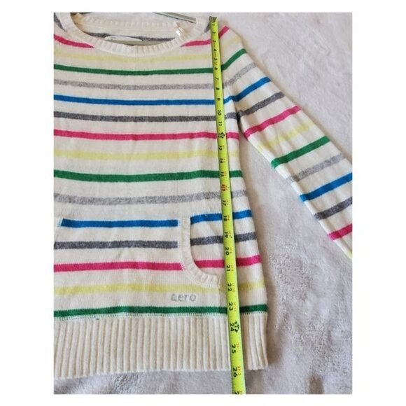 VTG Aeropostale Medium Y2K Sweater Angora rabbit hair bl colorful Rainbow - Picture 10 of 11